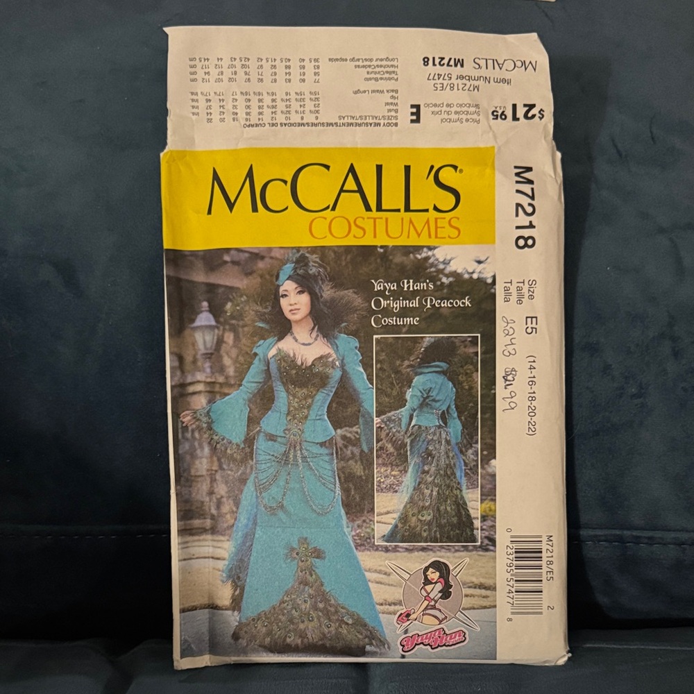 McCall's Costumes Original Yaya Han Peacock Costume Sewing Pattern UNCUT